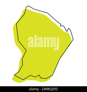 French Guiana simplified map. Green silhouette with thin black contour outline isolated on white background. Simple vector icon Stock Vector