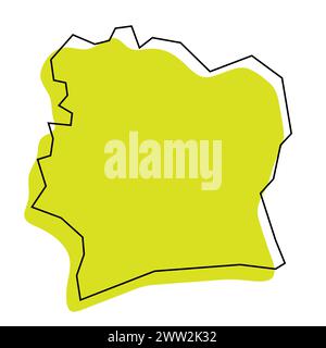 Green simplified map of Ivory Coast with black outline Stock Vector ...
