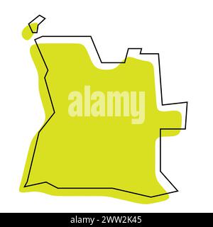 Angola country simplified map. Thin black outline contour. Simple ...