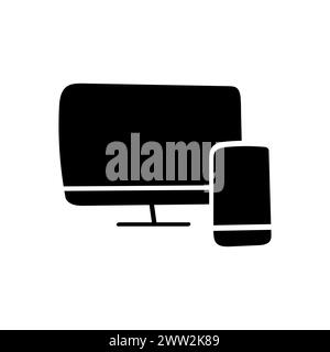 Hand Drawn flat icon for team smart devices laptop phone Stock Vector