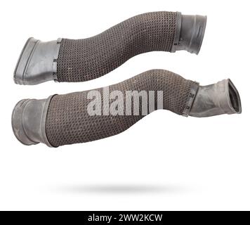 Air duct to the filter of intake manifold of the car engine from textured material and black plastic to condition the air and prevent dust from enteri Stock Photo