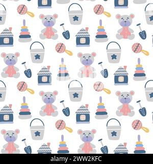 Child print with toys for textiles, child s room, kindergarten Stock Vector