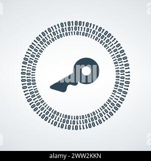 Binary code encryption numbers and special symbols with the key as symbol of password. Concept of strong password creating, password-protected data Stock Vector