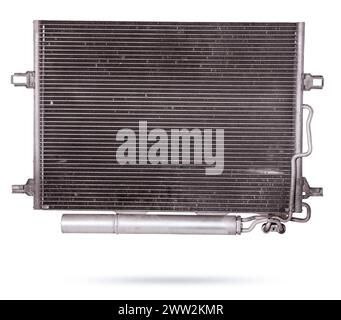 Combusted Radiator Car radiator heater isolated on white background. Spare cooling system ...