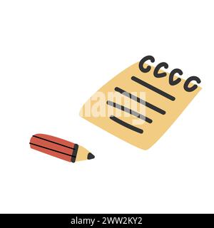 top view of empty blank notebook and pencil. Vector illustration isolated. Stock Vector