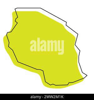 Tanzania country thin black outline silhouette. Simplified map. Vector ...