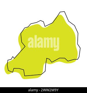 Rwanda country simplified map. Thin black outline contour. Simple ...