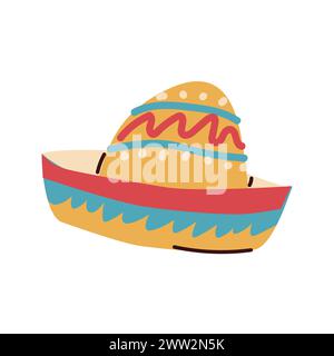 Sombrero mexican hat illustration. Traditional Mexican costume element isolated. Vector illustration can used for greeting card for mexican holidays, Stock Vector