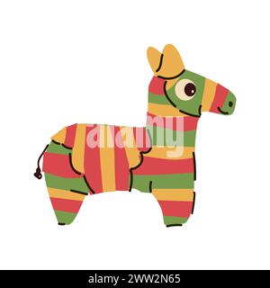 Mexican horse pinata icon for party in flat style. Vector illustration can used for birthday pinata party card, cinco de mayo background, greeting car Stock Vector