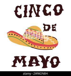 Cinco de mayo banner with lettering and sombrero hat. Vector illustration for cinco de mayo banner. Stock Vector
