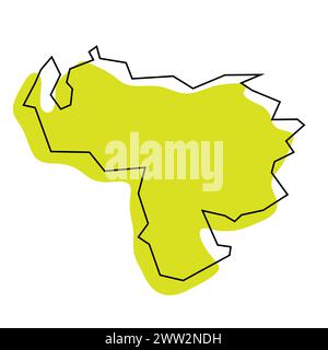 Venezuela country thin black outline silhouette. Simplified map. Vector ...