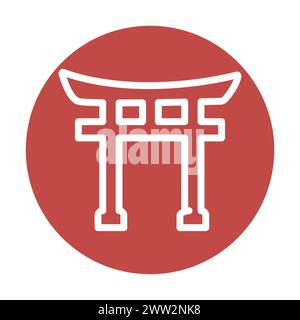 Shinto color concept. Religion isolated element. Digital illustration for web page, mobile app, promo. Stock Vector