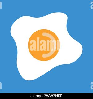 vector fried egg icon on blue background Stock Vector