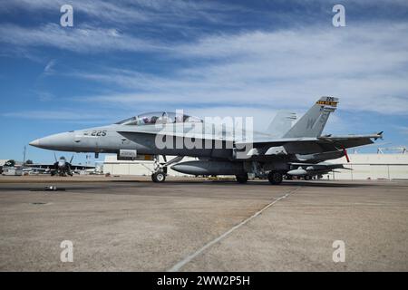 U.S. Marine Corps Maj. Michael Lowery, a training officer with Marine Fighter Attack Squadron (VMFA) 323, Marine Aircraft Group 11, 3rd Marine Aircraft Stock Photo