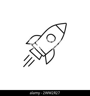 Hand Drawn flat icon for rocket Stock Vector