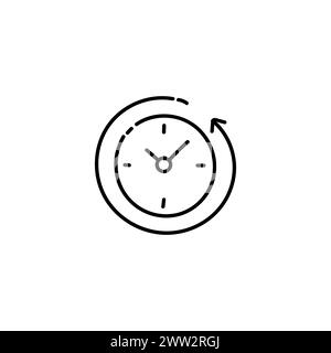 Hand Drawn flat icon for back in time clock Stock Vector