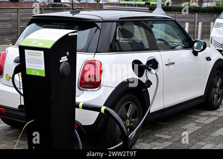 Around The UK - Car Charging point in Chorley Town Centre Stock Photo