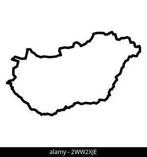 vector hungary outline map on white background Stock Vector