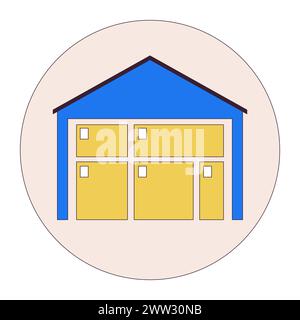 Industrial warehouse 2D linear cartoon object Stock Vector