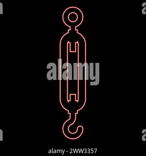 Neon turnbuckle tensioning wire concept hardware red color vector illustration image flat style light Stock Vector