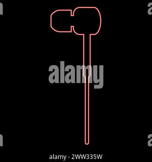 Neon vacuum headphones wired red color vector illustration image flat style light Stock Vector