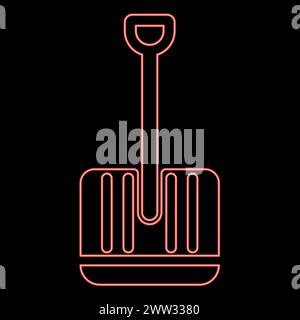 Neon winter shovel red color vector illustration image flat style light Stock Vector