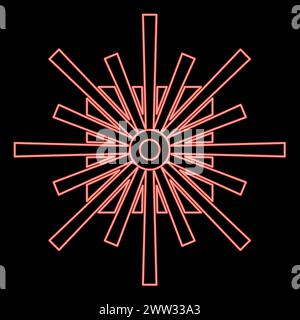 Neon optic connector port fiber cable laser beam red color vector illustration image flat style light Stock Vector