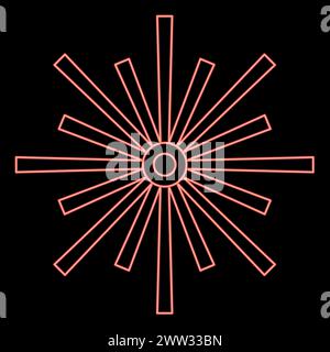Neon laser optic beam flash sparks linear red color vector illustration image flat style light Stock Vector