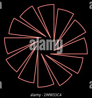 Neon spiral staircase circular stairs red color vector illustration image flat style light Stock Vector
