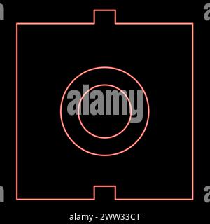 Neon optic connector port fiber cable laser beam red color vector illustration image flat style light Stock Vector