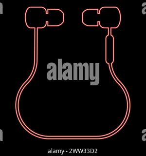 Neon vacuum headphones wired wireless red color vector illustration image flat style light Stock Vector