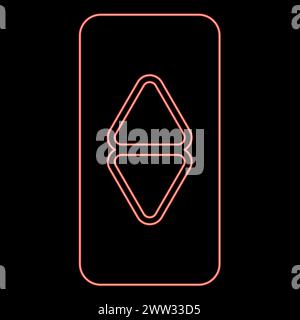 Neon lift button elevator panel up and down each floor with arrow choice red color vector illustration image flat style light Stock Vector