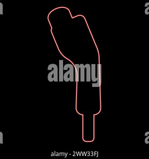 Neon electric car charger charging plug Ev red color vector illustration image flat style light Stock Vector
