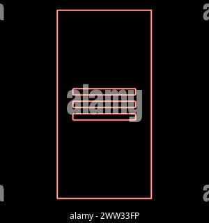 Neon metal cabinet steel locker box red color vector illustration image flat style light Stock Vector