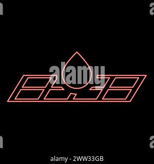 Neon drop on lattice rain sewage system road drain drainage flooded water on grate red color vector illustration image flat style light Stock Vector