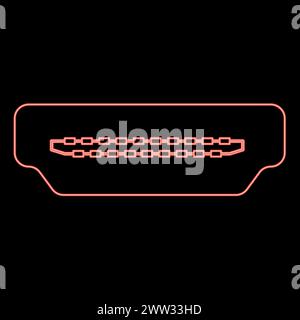 Neon hDMI port socket red color vector illustration image flat style light Stock Vector