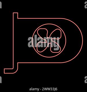 Neon graphic card GPU PC personal computer hardware components red color vector illustration image flat style light Stock Vector