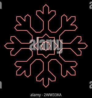 Neon snowflake red color vector illustration image flat style light Stock Vector