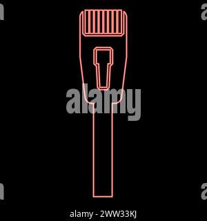 Neon connector with wire technology ethernet rj45 internet concept cable jack red color vector illustration image flat style light Stock Vector