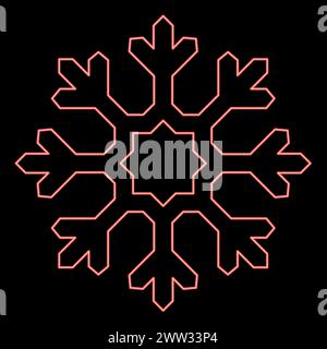 Neon snowflake red color vector illustration image flat style light Stock Vector
