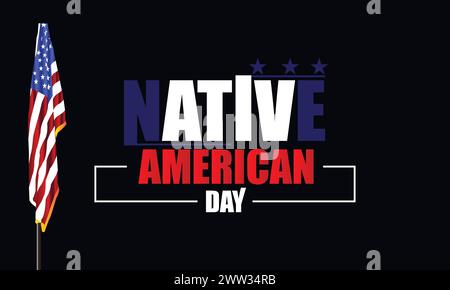 Native American Day text with usa flag illustration design Stock Vector