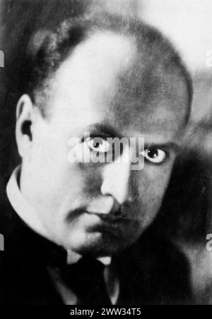 Benito Amilcare Andrea Mussolini (1883 - 1945) - Il Duce - Italian fascist dictator from 1922-1943 - photo is retouched by hand, 1924 Stock Photo
