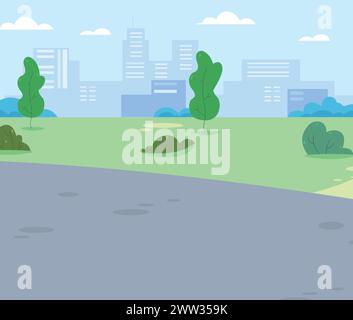 Public park with asphalt path vector illustration Stock Vector Image ...