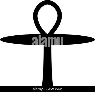 Ankh cross mystical religious symbol. Spiritual Egypt pharaoh sign of traditional culture of worship and veneration. Simple black and white vector iso Stock Vector