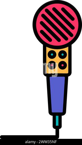 Party microphone with karaoke settings, birthday symbol. Simple style of festive karaoke microphone for design of children entertainment center. Color Stock Vector