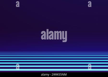 Gradient dark blue laser glowing abstract background. Futuristic nightlife horizontal web banner. Modern tech style. Dynamic graphic template for wall Stock Vector