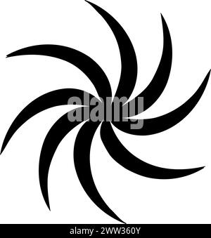 Air swirl mystical religious symbol. Spiritual vortex sign of traditional culture of worship and veneration. Simple black and white vector isolated on Stock Vector