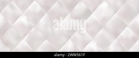 White silk mattress seamless texture. Soft pastel blanket quilted pattern. Bedroom padded setting with smooch surface. Vector illustration with gradie Stock Vector