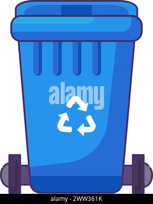 Transportable container with closed lid for storing, recycling and sorting used household paper waste. Closed empty and filled trash can with recycle Stock Vector