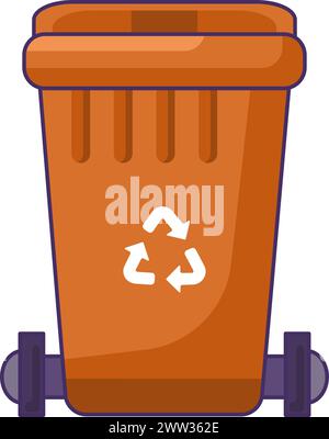Transportable container with closed lid for storing, recycling and sorting used household textile waste. Closed empty and filled trash can with recycl Stock Vector